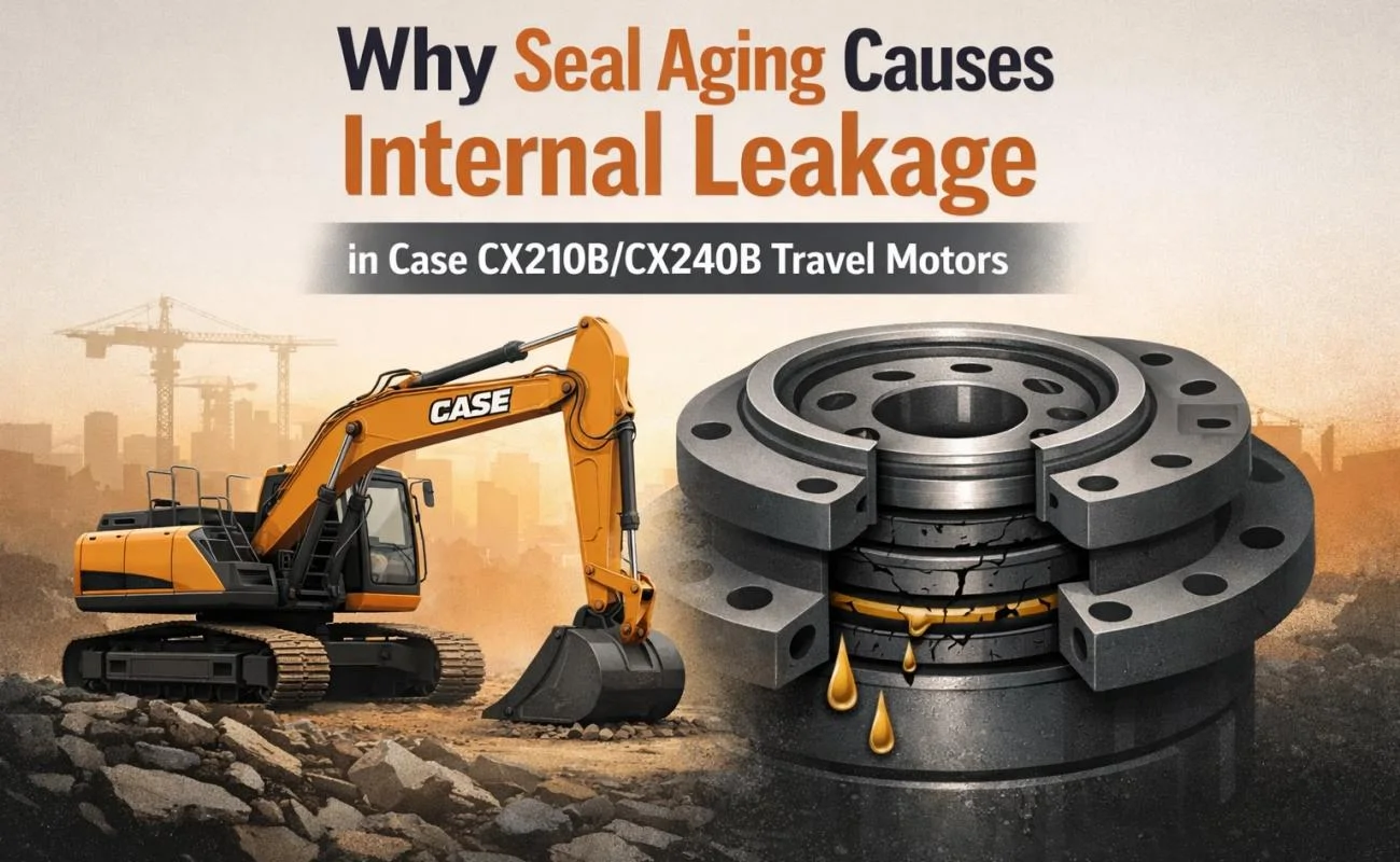 Seal Aging Causes Internal Leakage in Case CX210B CX240B Travel Motors